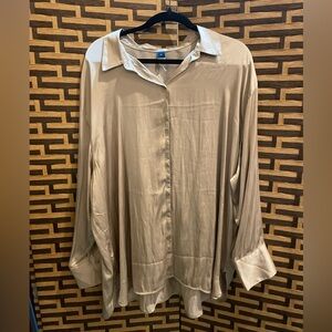 NWT OLD NAVY sand satin button blouse womens 2x